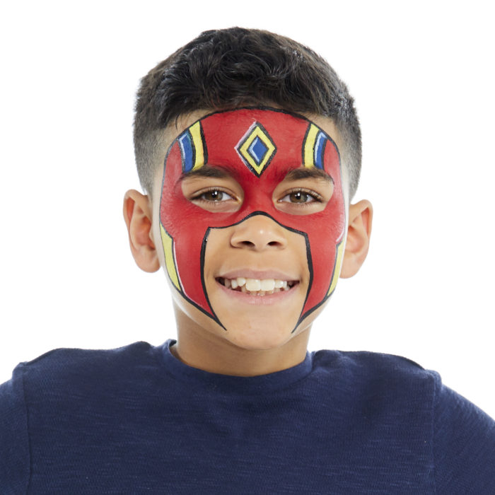 Boy with Super Warrior face paint design